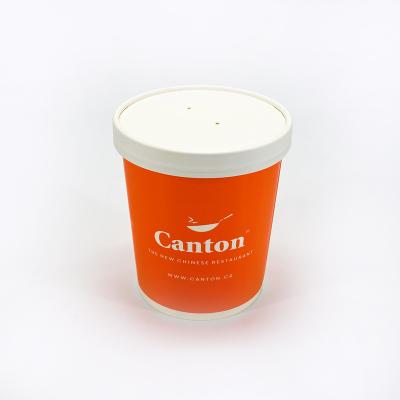 China Luckytime Disposable Custom Printed Paper Cup For Noodle Soup And Porridge With Lid for sale