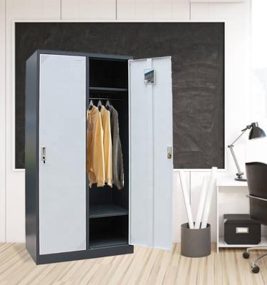 China JIN FENG Changing Room Knock Down Cheap Detachable Steel Wardrobe 2 Compartment Office Clothes Steel Locker à venda