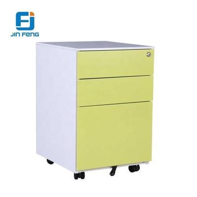 China Metal Pedestal Cabinet 3 Drawer Steel Mobile Metal Cabinet With Wheels for sale