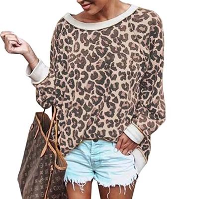 China Wholesale Fashion Women's Streetwear Breathable Leopard Printed Long Sleeve Ladies Casual Tops for sale