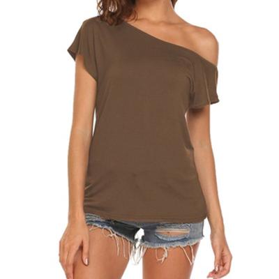 China Women's breathable t-shirt with simple style and a slim fit women's off the shoulder top for sale