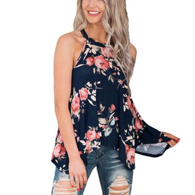 China Anti-wrinkle women's floral tank top featuring a floral design great to pair with casual outfits women's t-shirts for sale