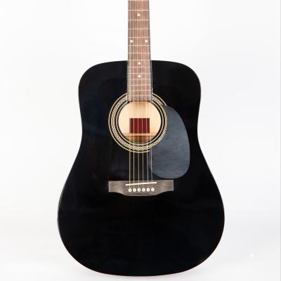 China Basswood OEM Factory All Laminate Dreadnought Black Electric/Acoustic Guitar for sale