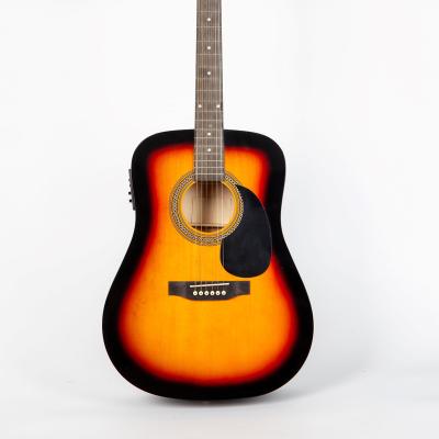 China Basswood OEM Factory All Laminate Basswood Sunburst Dreadnought Electric Acoustic Guitar for sale