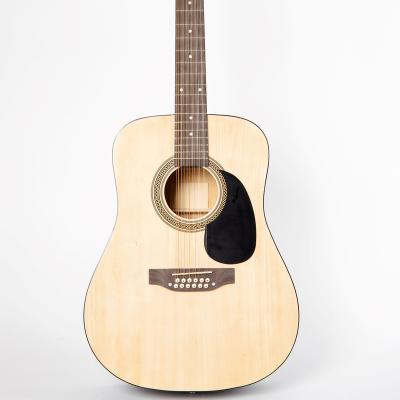 China Basswood OEM Factory All Laminate Dreadnought Natural Electric 12 string Acoustic Guitar for sale