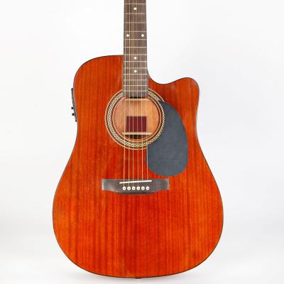 China Mahogany OEM Factory All Laminate Mahogany Dreadnought Cutaway Electric Acoustic Guitar for sale