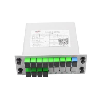 China OEM Cassette Type 12 Way FTTH 1X12 Fiber Optic PLC Cassette Box Insert Splitter With SC APC Adapter for sale