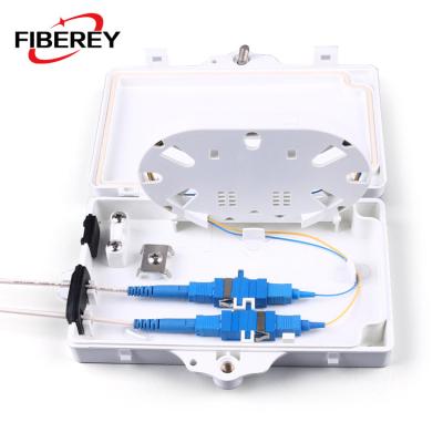 China 2018 New PC FTTH Outdoor Mini 2 Core ABS Fiber Optic Distribution Box For 2 Fiber Access for sale