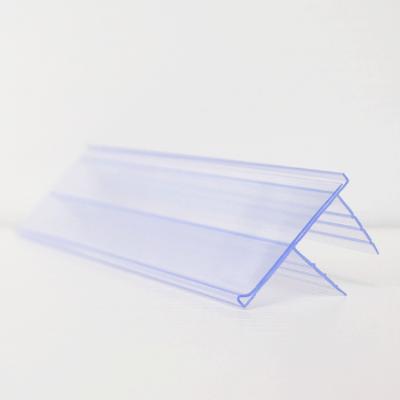 China Supermarkt 12mm Thickness Glass Shelf PVC Plastic Extrusion Strip For Supermarket DS-1019 for sale