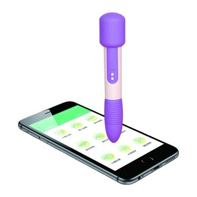 China New Design APP Control Silicone 9 Frequency Double Point Vibration Usb Charging Writing Brush Pen Shape Vibrators for sale