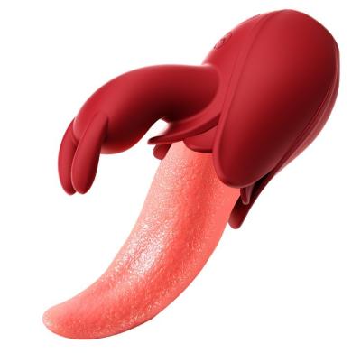 China Rose Toy Big Soft Tongue Clitorals Stimulator Elastic Licking Tongue Vibrator for Women Pleasure with 10 Modes for sale