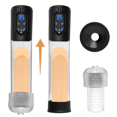 China Male Waterproof type Masturbator Penile Vacuum Pump Enlargement Enhancer Massager Ring Sex Toys for Men for sale