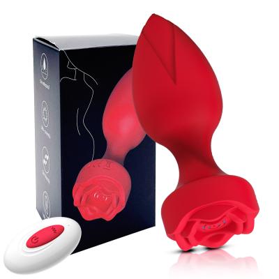 China 2024 Silicone 10 Vibration Modes Butt Plug Rose Toy Remote Control Anal Toys For Men for sale