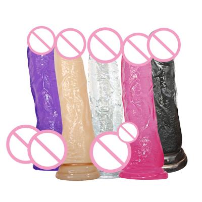 China TPE masturbation dildo extended thick dildo anal penis dildo adult sex toys colorful transparent penis female masturbation toy for sale