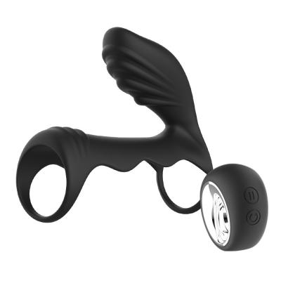 China Silicone remote control vibrating penis cock ring with clitoral stimulator g spot vibrators penis rings for men for sale