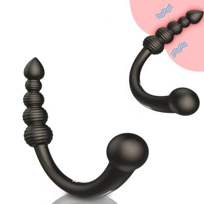 China Silicone double head pull bead plug smooth tactile hip plug anal bead expander male and female anal toys  For couple for sale