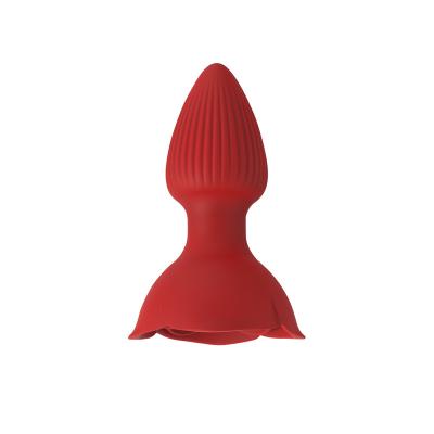 China Remote Control Rose Vibrator  Anal Plug Sex Toys with 10 Frequency Vibration Silicone  Ripple Anal Plug for sale