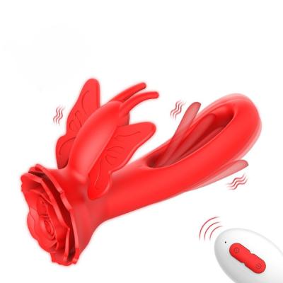 China New Rose Licking Tongue Vibrator Butterfly G-spot Stimulation Female Orgasm Masturbator Adult Products for sale