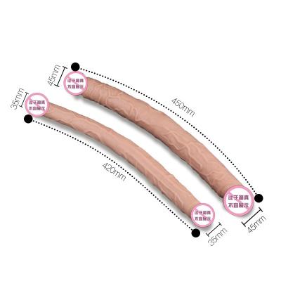 China Huge 45cm long Double Ended Silicone  Dildo Big Dong Realistic Sided Manual Shaft Monster Lesbian Masturbator Sex Toy For Women for sale