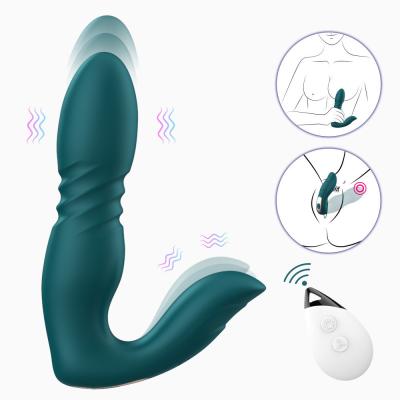 China Double Stimulation Vibrating & Telescoping Dildos Massager Wearable Panty Vibrators Vaginal Clit Stimulator Sex Toys for sale