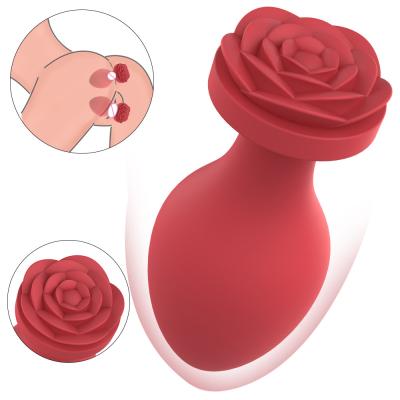 China drop shipping silicone rose sex toys rose black anal massager butt plug  anal plug set for sale