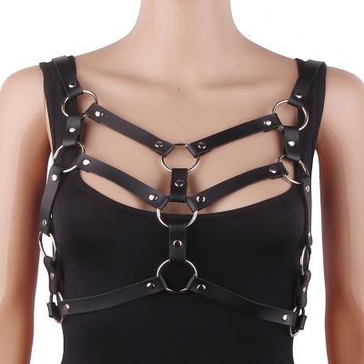 China Adjustable Leather Body Harness Bra New Arrival Adult Sexy Bondage Lingerie Punk Goth Chest Cupless Cage Bra BDSM Fetish for sale