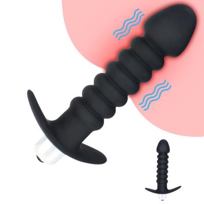 China Adult Products Vibrating Silicone Anal Toys 2 in 1 Butt Plug Trainer for Women Men Soft Silicone Massager Anal Plug Vibrator for sale