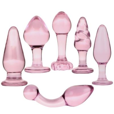 China Flower Bottom Back Court Crystal Stick Glass Anal Plug Adult Supplies Female Masturbation Apparatus for sale