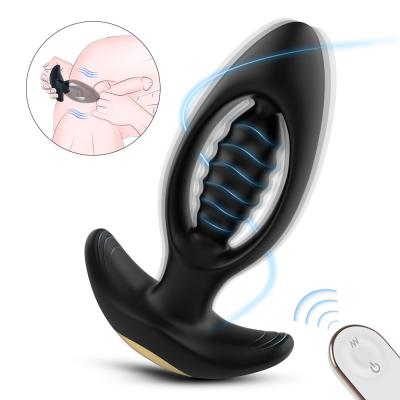 China Men Hollow Out Vestibule Vibrating Anal Plug with Suction Cup Wireless Remote Prostate Stimulation Male Butt Plug for sale