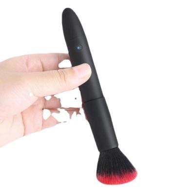 China Rechargeable 10 Vibration Mode Soft Brush For Nipple Breast Clitoris Massager Makeup Brush Vibrator for sale