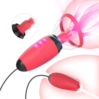 China Female rabbit ear suction cup jump egg multi-frequency suction tongue licker clitoris nipple orgasm masturbation sex vibrator for sale