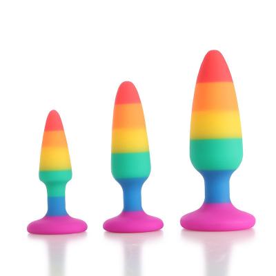 China Medical grade liquid silicone Rainbow Large Medium Small size anal plug set for sale