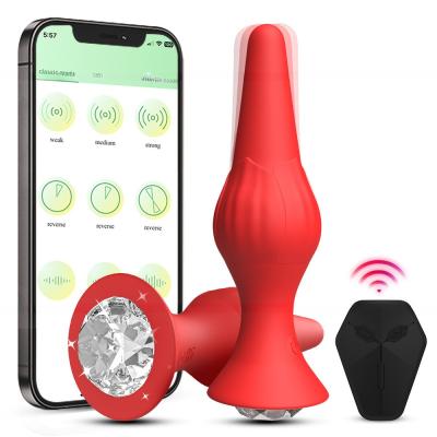 China SacKnove NEW 2 In 1 App Control Wireless Butt Anus Training Silicone 9 Frequency Vibrating Rose Anal Plug Vibrator With Remote for sale