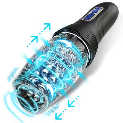 China Transparent Realistic Rotating Masturbators Vibrating Automatic Masturbation Cup For Male for sale