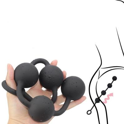 China Top Sale Full Silicone Thick Anal Beads For Woman And Men Factory Anal Masturbation Alternative Stimulation SM Toy for sale