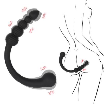 China Silicone double head pull bead plug smooth tactile hip plug anal bead expander male and female anal toys For couple for sale