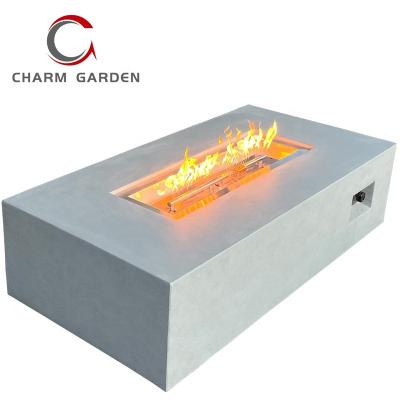 China Stocked Modern Gray Outdoor Propane Natural Gas Square Fire Pit Table for sale