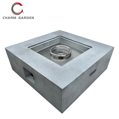 China Square Concrete Looking Stocked Outdoor Gas Fire Table , Fire Pit Table For Garden And Patio Living for sale