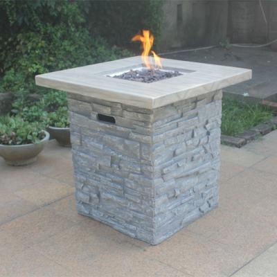 China Stocked 30 Inch GRC / GFRC Outdoor Gas Fire Pits Table With Culture Stone Look for sale