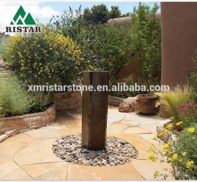 China Natural Garden Deocration Garden Basalt Stone Pillar Fountain For Outdoor for sale