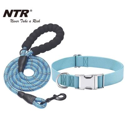 China Lights Classic Dog Collar With Metal Solid Buckle Adjustable Dog Collar for sale