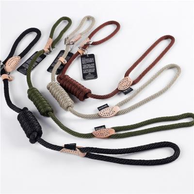 China Thoughtful Leather Pet Dog Leash Horse Rope Nylon Triangle Leather Pet Control Rope for sale