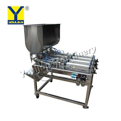 China G4HGD 50 to 500 ML 4 Head Semi Automatic Pneumatic Paste Filling Machine with Stand for sale