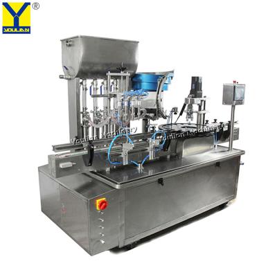 China YTSP-500 Automatic 4 Head Bottle Filling Stoppering Capping All-in-one Machine for Tomato Sauce for sale