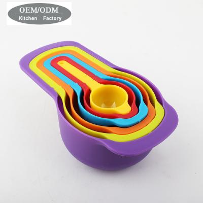 China Sustainable hot sale kitchen colorful 6 pieces plastic adjustable coffee measuring cup measuring cup cooking set for sale