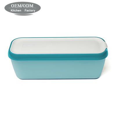 China Hot Sale Reusable Rectangular Double Insulated Plastic Recyclable With Lid Ice Cream Container for sale