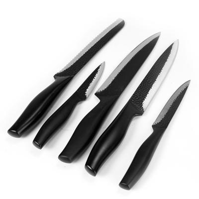 China Durable Coating Non-stick Kitchen Knife 5pcs Stainless Steel Knife Set Good Quality Hollow Handle for sale