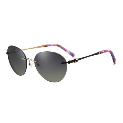 China New Fashion UV Stop Design Polarized Jewel Women Metal Rimless Sunglasses for sale