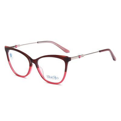 China 2021 Fashion BLUE LIGHT BLOCKING Glasses Frames Brand Blue Cat Eye Barrier Acetate Optical Glass Frames for sale