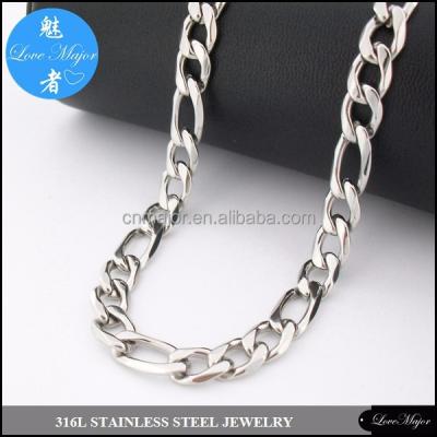 China High Polished 8mm Fashion And Pop Figaro Chain Stainless Steel Necklace From Fashion Jewelry for sale